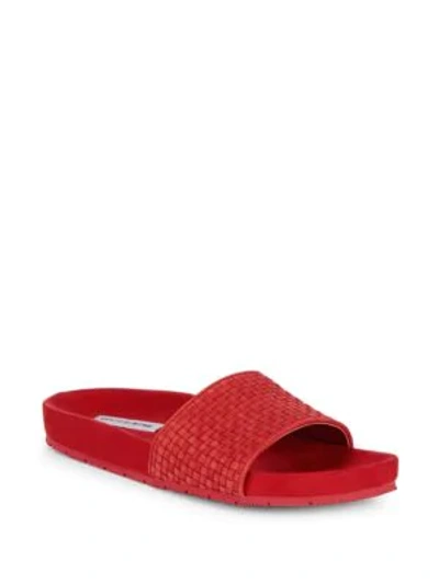 Shop Saks Fifth Avenue Braided Suede Slides In Red