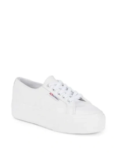 Shop Superga Fglw Lace-up Leather Sneakers In White