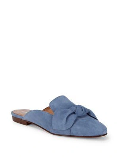 Shop Saks Fifth Avenue Bow Suede Mules In Blue
