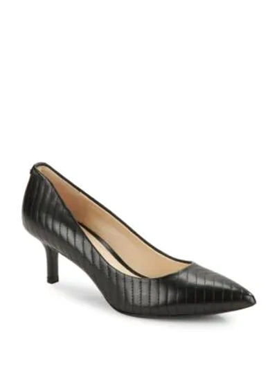 Shop Karl Lagerfeld Women's Rosette Leather Point Toe Pumps In Black