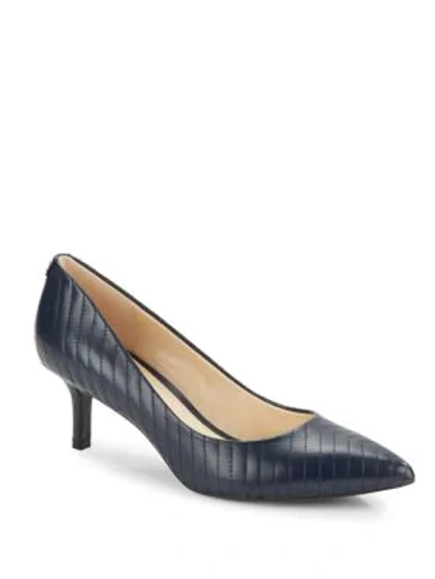 Shop Karl Lagerfeld Women's Rosette Leather Point Toe Pumps In Midnight