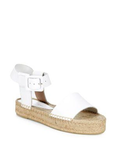 Shop Saks Fifth Avenue Leather Ankle-strap Platform Espadrilles In White