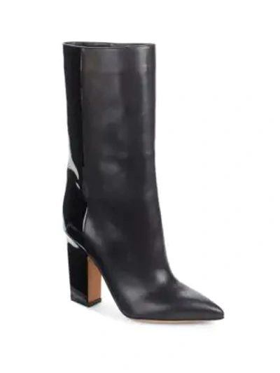 Shop Valentino Leather Mid-calf Boots In Black