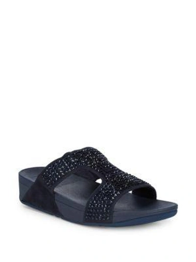 Shop Fitflop Glitzie Slide Sandals In Midnight