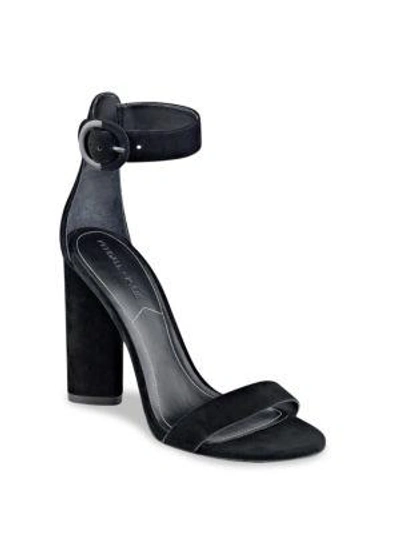 Shop Kendall + Kylie Giselle High-heel Suede Ankle Strap Sandals In Black