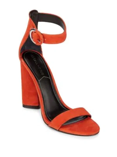 Shop Kendall + Kylie Giselle High-heel Suede Ankle Strap Sandals In Orange