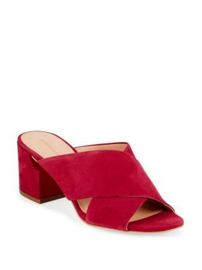 Shop Sigerson Morrison Rhoda Suede Block-heel Sandals In Dark Red