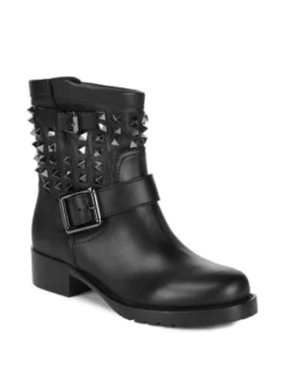 Shop Valentino Rockstud Ankle Boots In Black