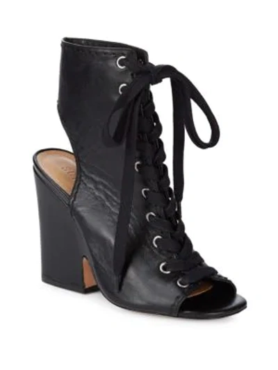Shop Schutz Dudaflor Lace-up Leather Sandals In Black