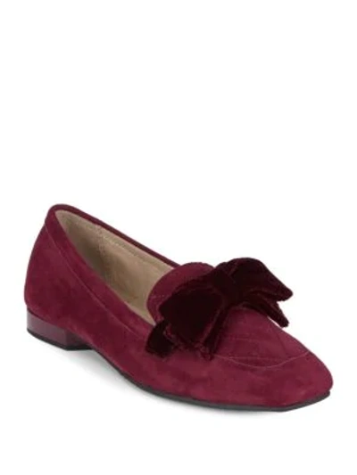 Shop Donald J Pliner Harriet Suede Velvet Loafers In Currant