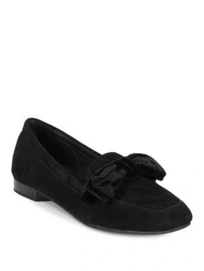 Shop Donald J Pliner Harriet Suede Velvet Loafers In Black
