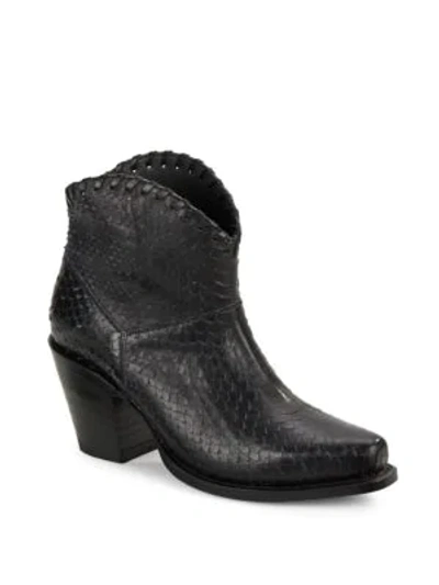 Shop Alice And Olivia Kaira Textured Leather Ankle Boots In Black