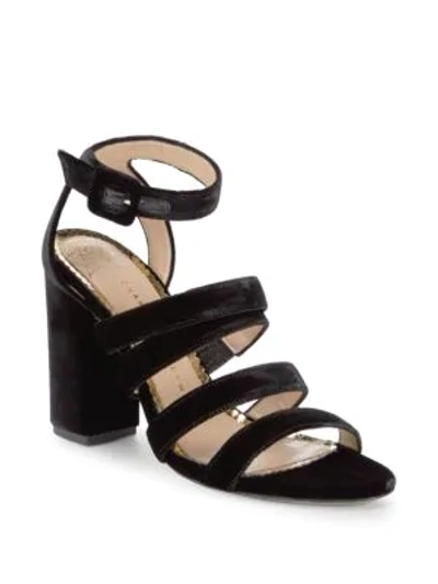 Shop Charlotte Olympia Block Heel Ankle Strap Sandals In Black