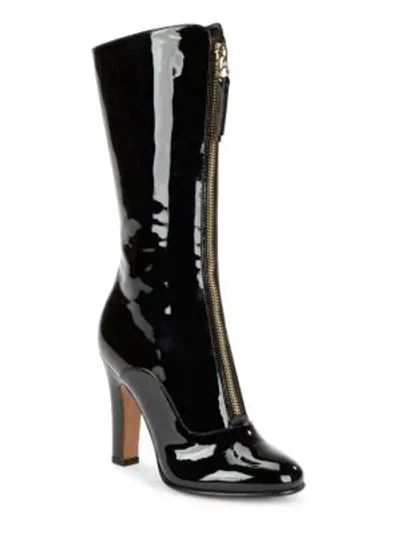 Shop Valentino Mid-calf Leather Ankle Boots In Black