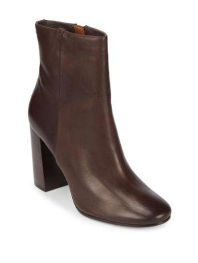 Shop Frye Mina Leather Booties In Dark Brown