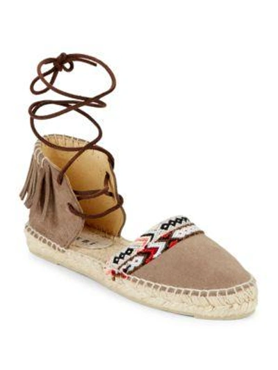 Shop Manebi Valenciana Flat Suede Espadrille Sandals In Brown