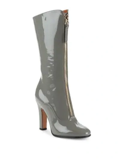 Shop Valentino Mid-calf Leather Ankle Boots In Pebble