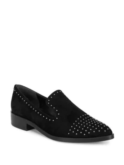 Shop Sigerson Morrison Edna Leather Stud Loafers In Black