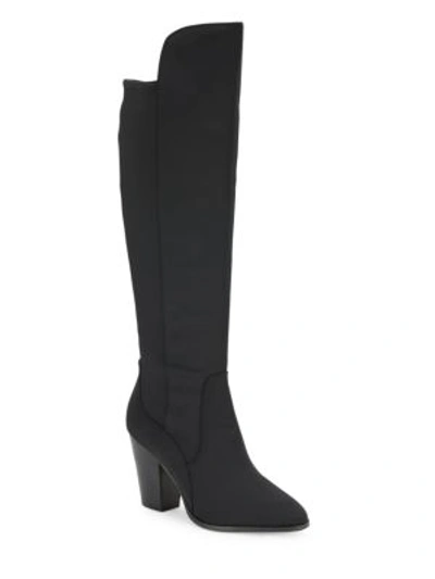 Shop Donald J Pliner Almond Toe Knee High Boots In Black