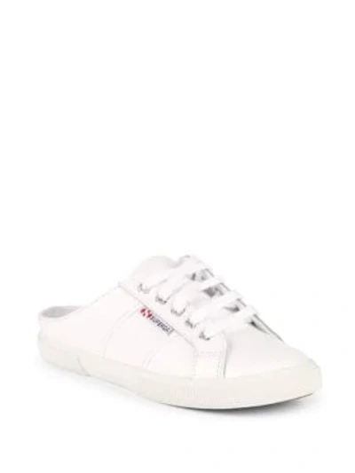 Shop Superga Leather Backless Sneakers In White