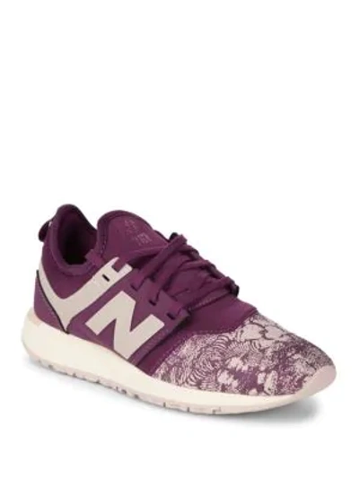 Shop New Balance Patterned Low-top Sneakers In Dark Mulberry