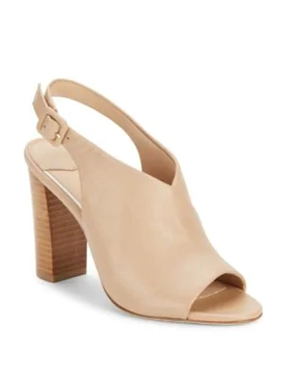 Shop Diane Von Furstenberg Carini Leather Block Heel Slingback Sandals In Powder