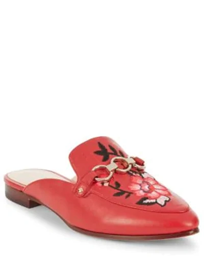 Shop Kate Spade Canyon Redle Leather Mules In Maraschino