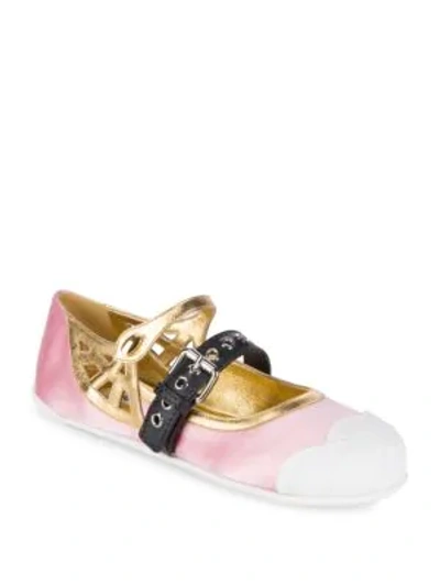 Shop Miu Miu Buckle Ballet Flats In Pink