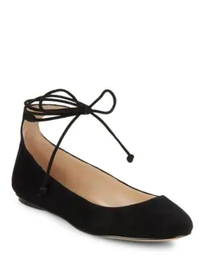 Shop Karl Lagerfeld Larose Suede Lace-up Flats In Black