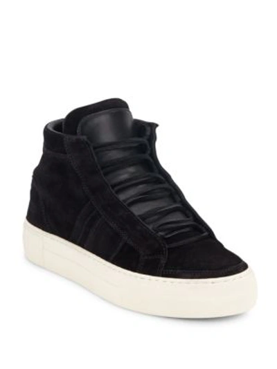 Shop Helmut Lang High-top Leather Flatform Sneakers In Black