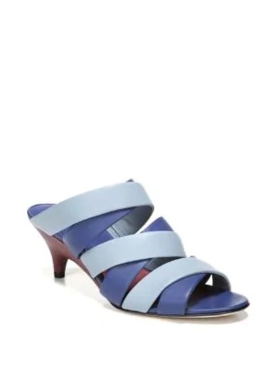 Shop Diane Von Furstenberg Ghanzi Kitten-heel Sandals In Blue Plaid
