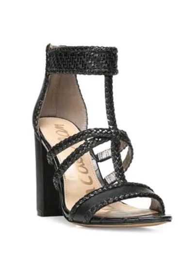 Shop Sam Edelman Yordana Leather Heeled Sandal In Black