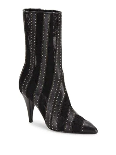 Shop Alice And Olivia Calix Embellished Leather Ankle Boots In Black
