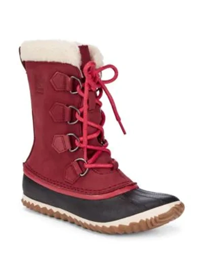 Shop Sorel Caribou Faux Fur-lined Cold Weather Boots In Red