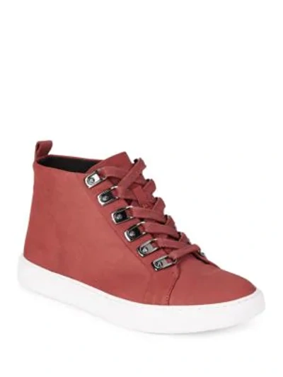 Shop Kenneth Cole Kale Nubuck Leather Hi-top Sneakers In Brick