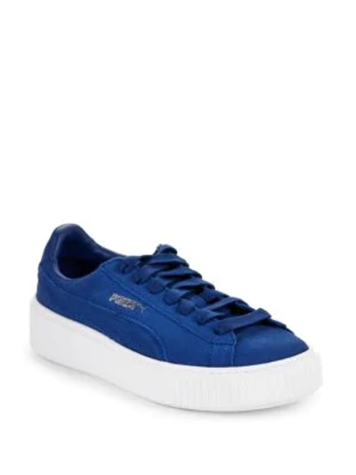 Shop Puma Leather Lace-up Sneakers In Blue