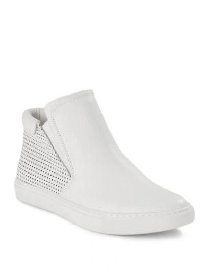Shop Kenneth Cole Leather Slip-on Sneakers In White