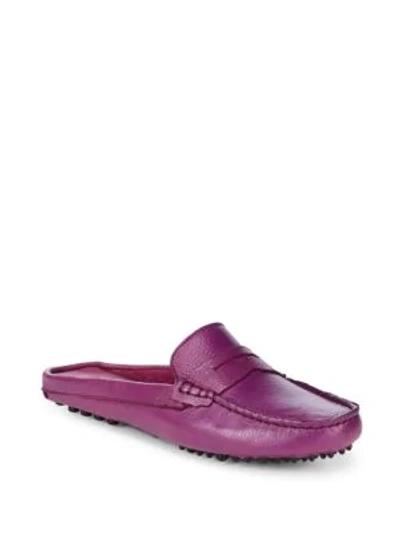 Shop Saks Fifth Avenue Mule Driver Leather Loafers In Magenta