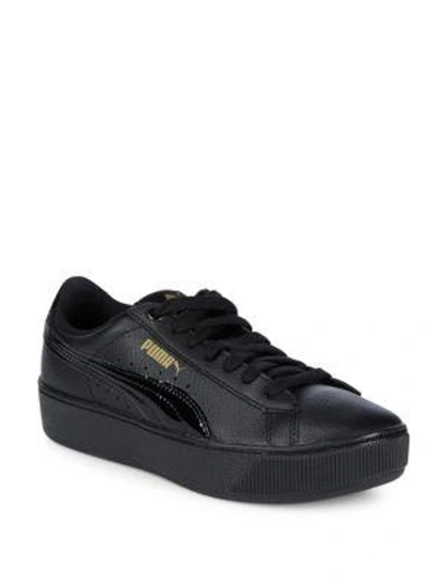 Shop Puma Vikky Platform Leather Sneakers In Black
