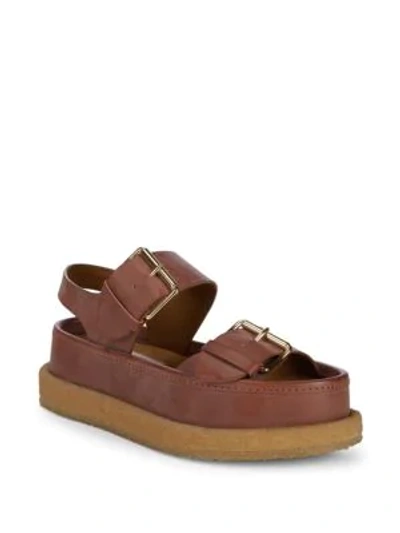 Shop Stella Mccartney Ankle-strap Flatform Sandals In Brown