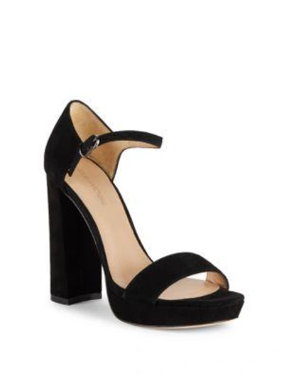 Shop Pour La Victoire Yvette Block Heel Leather Sandals In Black