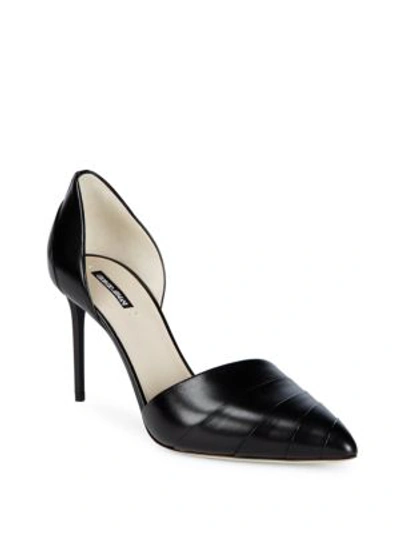 Shop Giorgio Armani Leather Pleated D'orsay Pumps In Black