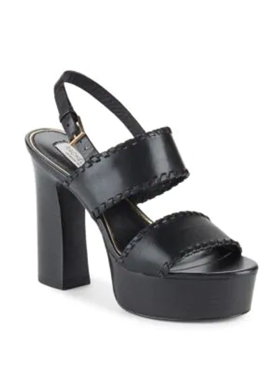 Shop Rachel Zoe Halina Leather Open-toe Platform Sandals In Black