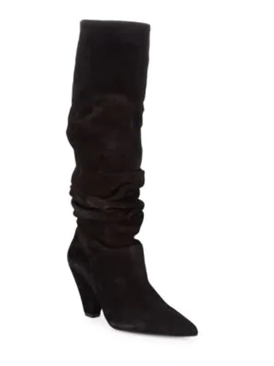 Shop Saks Fifth Avenue Tall Slouch Boots In Black Suede