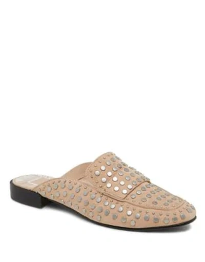 Shop Dolce Vita Maura Leather Studded Mules In Blush