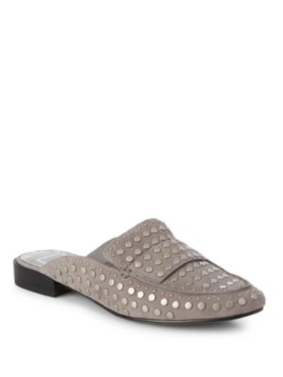 Shop Dolce Vita Maura Leather Studded Mules In Smoke