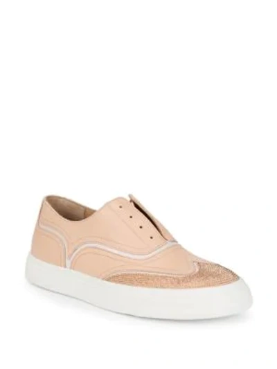 Shop Giuseppe Zanotti Studded Leather Slip-on Oxford Sneakers In Shell