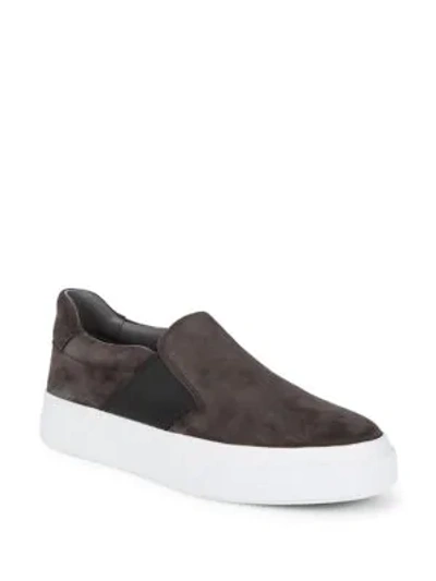 Shop Vince Torin Textured Slip-on Sneakers In Graphite