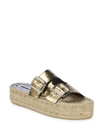 Shop Mcq By Alexander Mcqueen Textured Leather Flatform Sandals In Gold