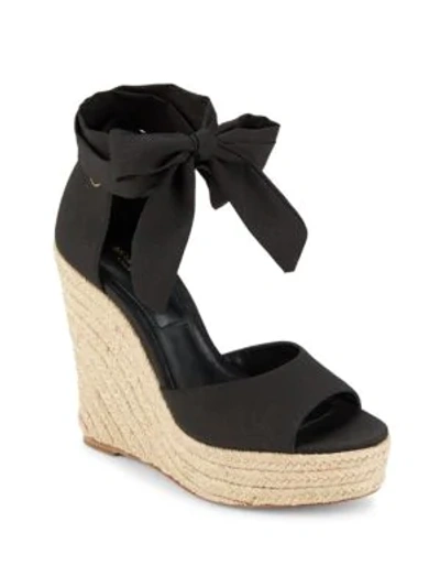 Shop Michael Kors Embry Ankle Wrap Wedge Sandals In Black